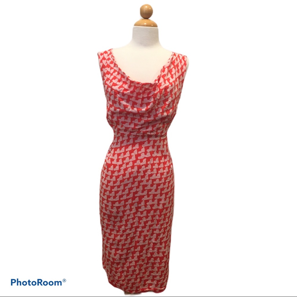 Gap Maternity Coral Cowl Neck Patterned Dress